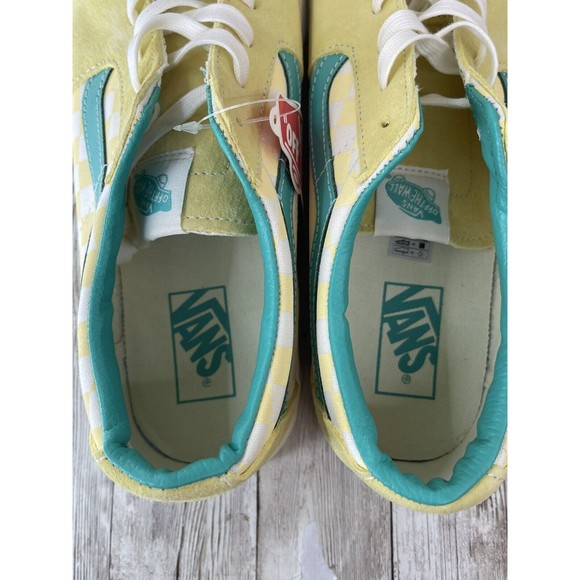 Size 10 - VANS Sk8-Low Checkerboard - Banana Cream “Yellow And Teal Vans” - Picture 9 of 15